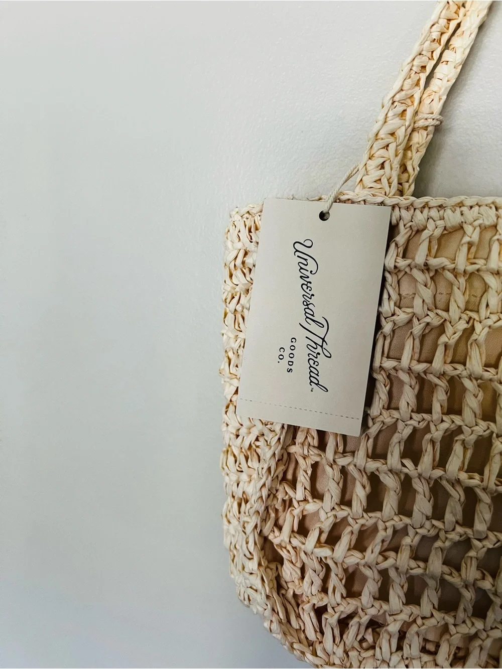 Universal Thread Cream Crochet Tote Bag with Black 